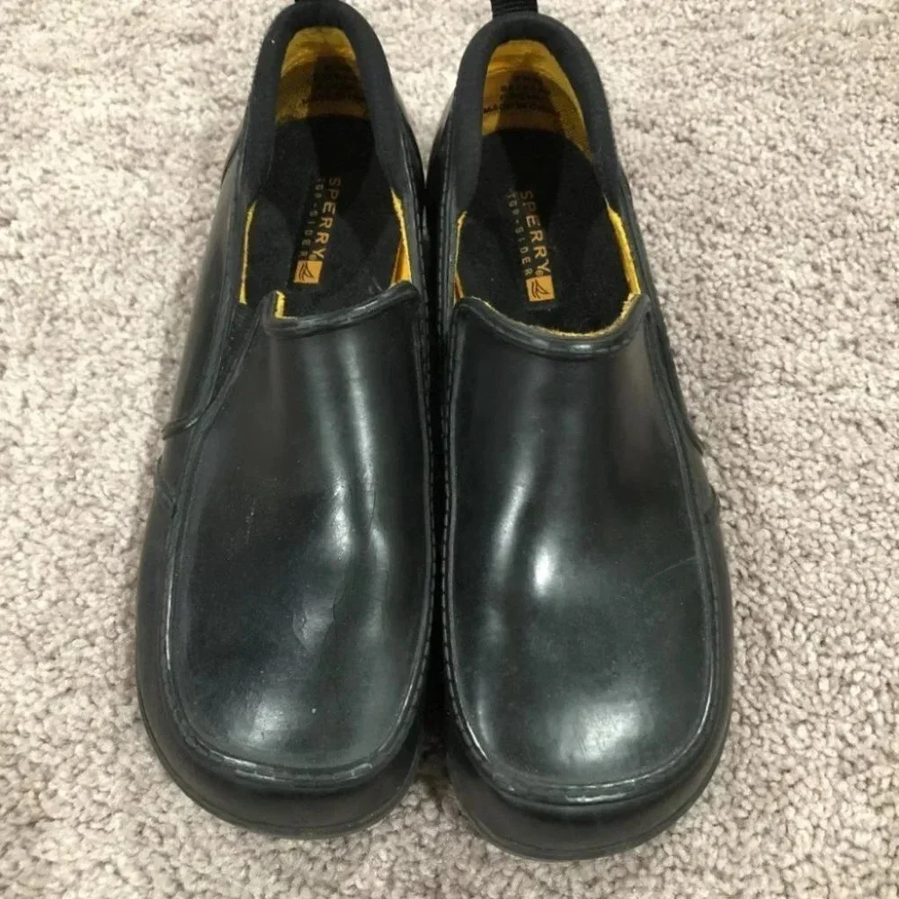 Sperry Black Rubber slide‎ on loafers Size 8.5
